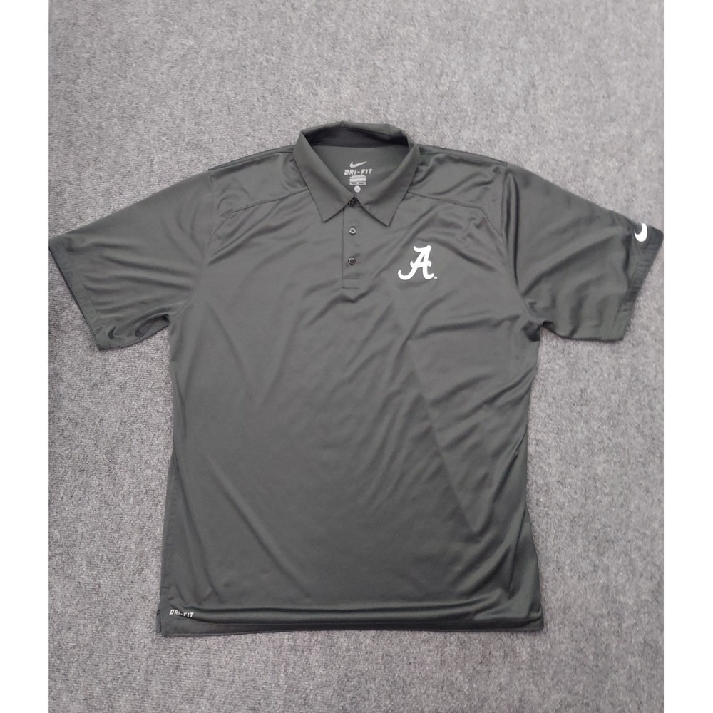 ALABAMA Crimson Tide NIKE Polo Shirt Mens XL Gray Dri Fit Short Sleeve Swoosh